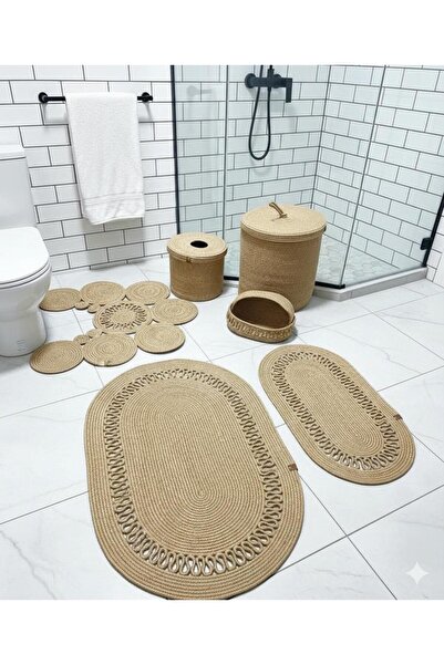 ModaCardin Jute, Wicker, Bathroom Set, Bath Mat, Mat Set, Makeup Basket, Bath...