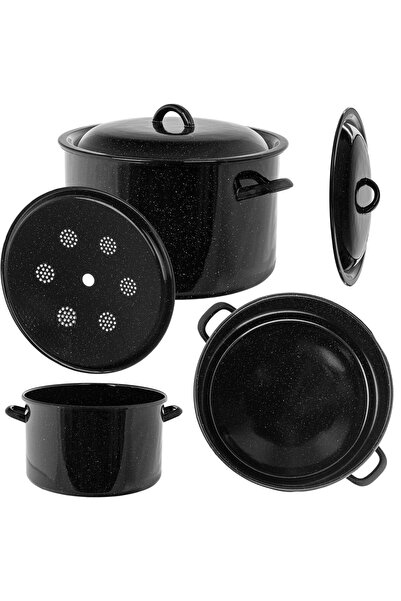 KADAX Oală emailată 15L pentru pasteurizare Bigos cu capac, înaltă 33cm