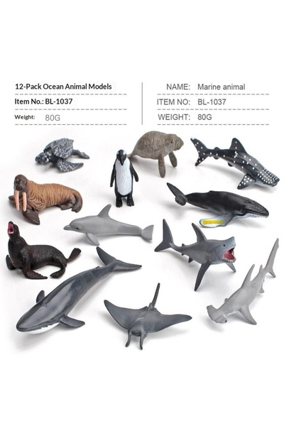 Arabest 12-Piece Realistic Marine Animal Figurines Set, Educational Ocean Cre...