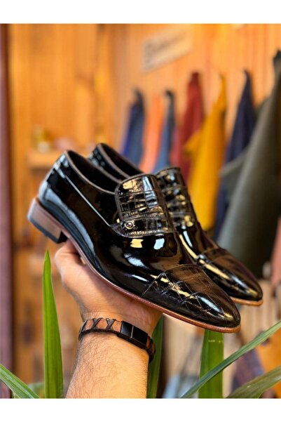 Parlak Hakiki Deri Klasik Kösele Taban Kundura