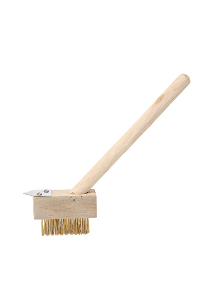 SERSIMO Weed removal brush with triangular steel scraper and wooden handle, 2...