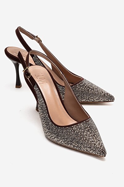 LuviShoes Johanna Brown Gold Stone Women's Heeled Shoes