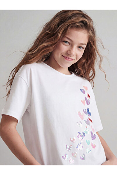 LC Waikiki Rmz Gi̇yi̇m Farkiyla Reversible Sequined Heart Embroidered Girls' ...