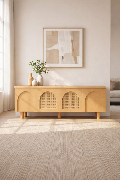A2 Decor Milan Ahşap Hasırlı 200'Lük Kubbeli Plazma-Ahşap ve Hasır Kombin Mod...