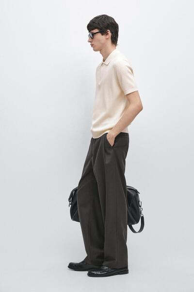 Massimo Dutti Fermuarlı polo yaka triko kazak