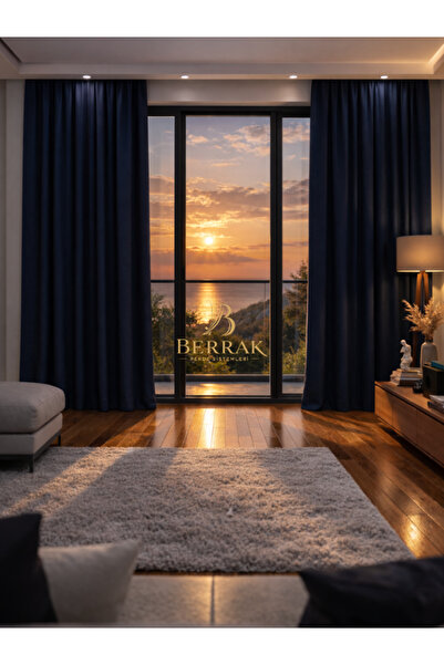 BerrakPerde Lacivert Blackout, Fon Perde, Işık Geçirmez, Karartma Perde, Tek ...