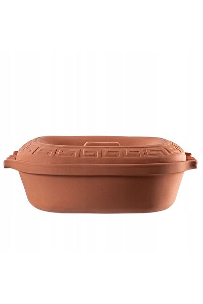 KADAX Oală romană de lut, 5 l, formă de vas de lut cu capac, ovală, mare