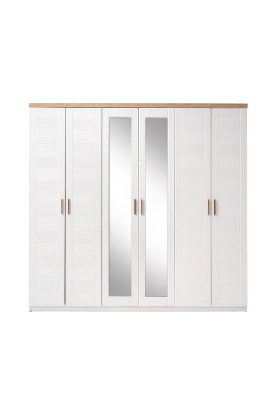 CMCHOME SOFYA 6 KAPAKLI GARDIROP FULL MDF- BEYAZ