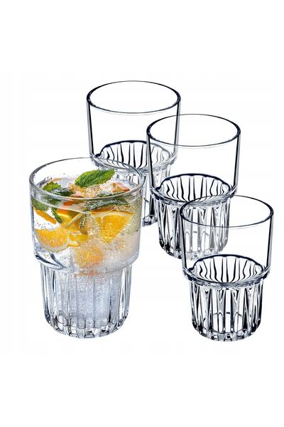 KADAX Cold Drink Glasses 320ml Drinks Set of 4 Ribbed Glasses