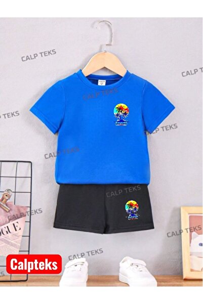 CALP TEKS LETNJI DEČJI SET SA KRATKIM PANTALONAMA I MAJICOM SA PALM-OTISKOM