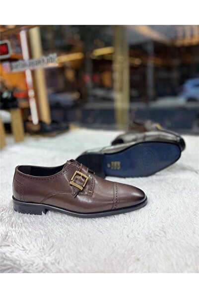 Parlak Hakiki Deri Tokalı İtalyan Kalıp Klasik Ayakkabı