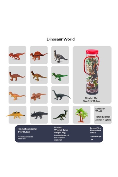 Arabest 13-Piece Dinosaur World Playset, Mini Figures with Plant in Storage T...