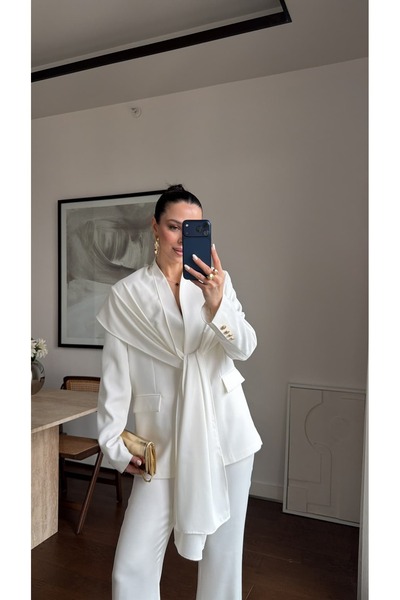 sinemkivanc co ŞAL DETAYLI BLAZER CEKET