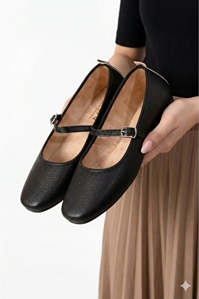 StWenn Women's Black Mary Janes Ballet Flats Daily Comfortable Buckled Classi...