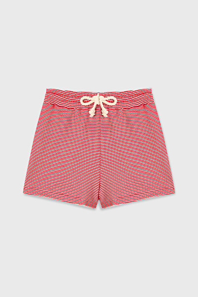 Mudo شورت قصير مخطط بحزام خصر قابل للربط