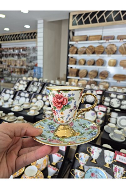 CASA DE BELLA ÇİÇEK DESENLİ 3 MODEL 6 KİŞİLİK PORSELEN KAHVE FİNCANI