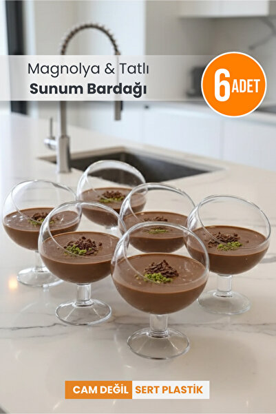 moontime alaçatı Ayaklı Magnolia Tatlı Sunum Kadehleri, 6'lı Set