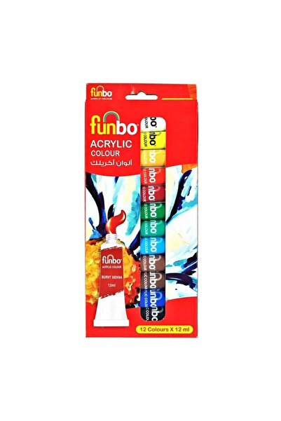 Funbo مجموعة أنابيب ألوان مائية أكريليك ، 12 قطعة، ألوان متنوعة