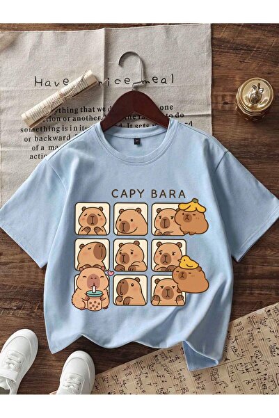 Velostra Girl's Capybara Printed Oversized Comfortable Daily Use Combed Cotto...