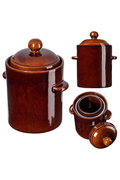 KADAX Oală butoi pentru murături cu guler 10L, ceramică pentru varză, castraveți