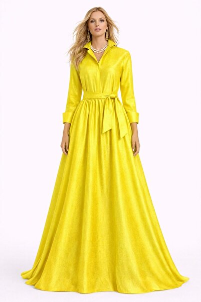 UNTIMELY Long Sleeves & Self-Adjustable Belt Lightweight Patterned Maxi Shirt...