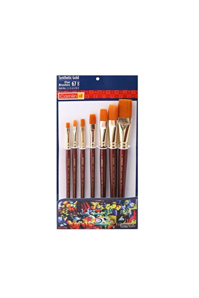 Camel Synthetic Gold Hair Flat Brush 7pcs Set 67 Series
