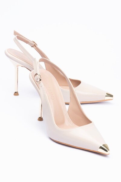 Mubiano Stiletto pentru femei cu vârf ascuțit, cu detaliu metalic la vârf, cu...