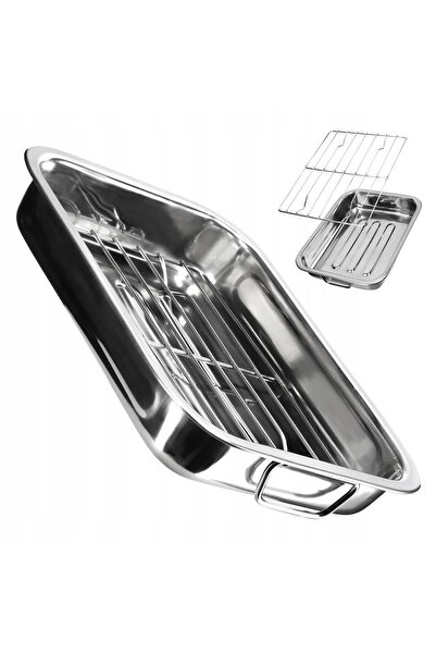 KADAX Tavă de copt cu grătar pentru pui și pește, formă de oțel, 40 cm