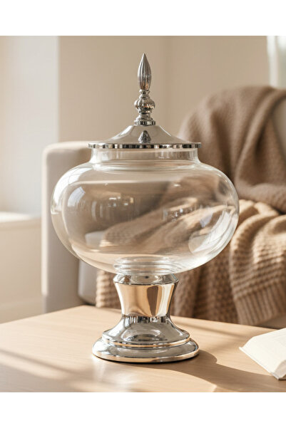 REDTAG Silver Electroplated Glass Canister Jar