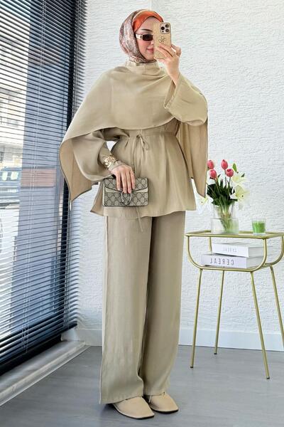 MELEK ARAZ Set de damă din două piese, model premium, cu detalii tip eșarfă –...