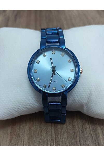 Gerçek Hediyelik Women's Wristwatch - Navy Blue Metal Band, Non-Adjustable, O...