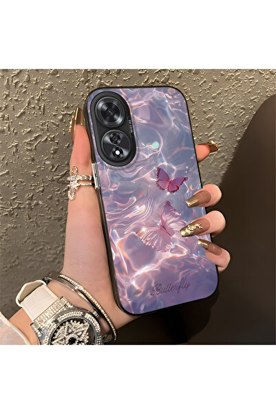 Hontinga حافظة هاتف OPPO A60 متوافقة مع Kelebek منقوش من السيليكون ذات حافة ص...