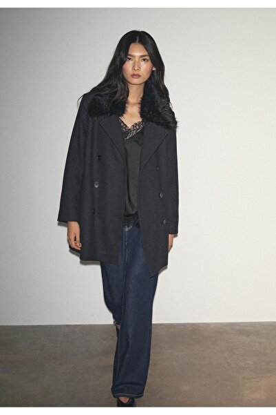 Buti Allbucks Stradi̇-Vari̇ous Yü Wool Faux Fur Collared Coat Abpnb3776