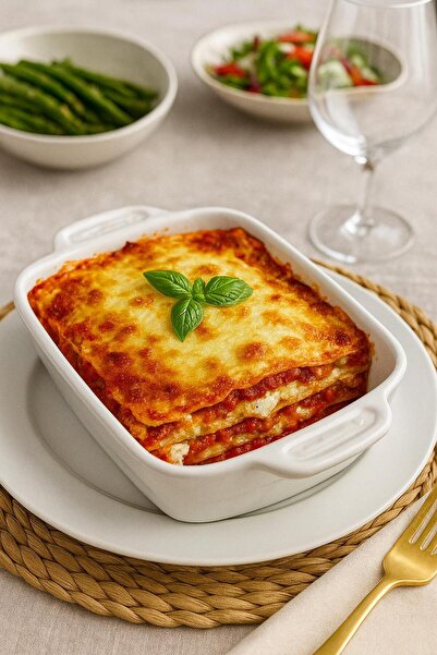 moontime alaçatı Seramik Lazanya Fırın Kabı, Izgara Taban, Kulplu, Çok Amaçlı...