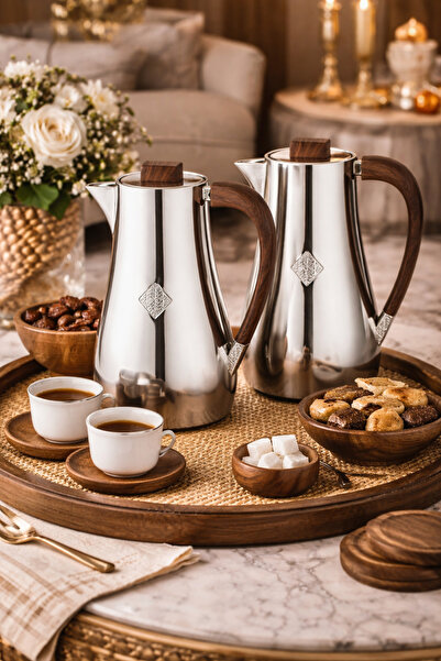 ALSAIF ✨ طقم ترامس ضيافة فاخر من السيف سعة 1 لتر + 1 لتر بتصميم فضي أنيق ومقب...