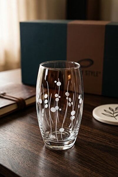 DECOSTYLE Bamboo Set of 6 Water & Soft Drink Glasses – Modern Stylish Glass –...