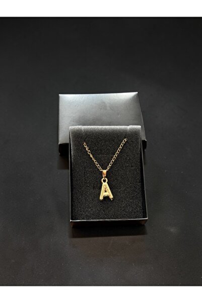 BEKAZEN A Harfli Balon Harf Kolye Kadın Altın Renk Çelik Zincirli Minimal Har...