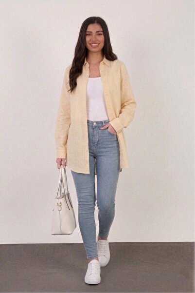 ZAZZONİ GÖMLEK - KETEN GÖRÜNÜMLÜ PAMUKLU SPOR GÖMLEK