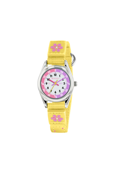 Tikkers Girls Yellow Fabric Strap Flower Time Teacher Watch