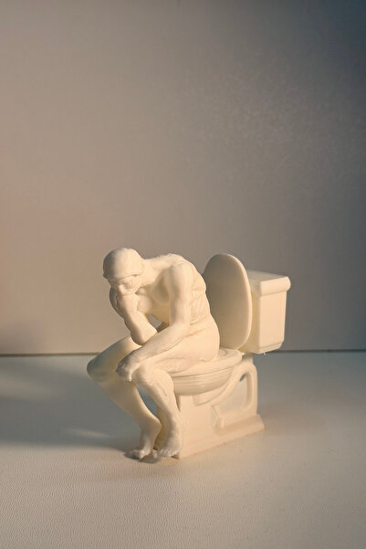 Galaksi 3D Düşünen Adam Tuvalet Biblosu | Komik Dekoratif WC Figürü | Masaüst...