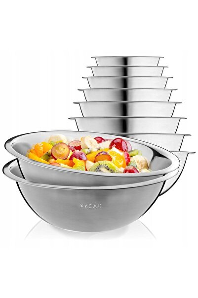 KADAX Set de boluri de bucătărie, boluri rotunde pentru salată din oțel inoxi...