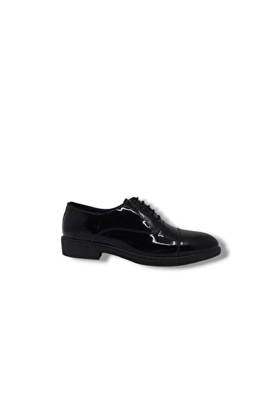 Zerhan Banner 247-405 Men's Black Laced Patent Leather Genuine Leather Classi...