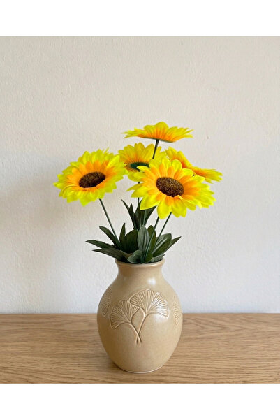 YASİMA Artificial Yellow Sunflower Sunflower Decoration Arrangement and Vase ...