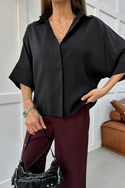 mylove Drapey Short Sleeve Shirt Black