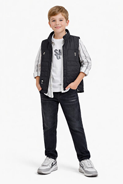 Vitrin Erkek Çocuk 4 Parça Kombin Takım (Yelek – Gömlek – Tişört – Kot Pantolon)