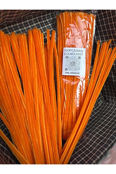 Mutkin ŞÖNİL 100 LÜ TURUNCU RENK KOD A007 30 CM -🛍️ YOĞUN TÜYLÜ HOBİ ÇUBUĞU ...