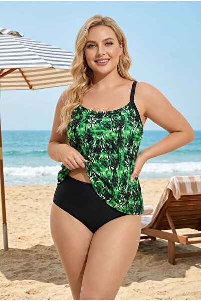 hazelin Women's Black Green Patterned High Waist Shaping / Sculpting Bottoms ...