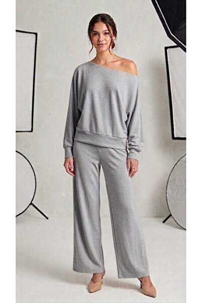 Olea Off-Shoulder Bat Sleeve Blush and Bottom Set