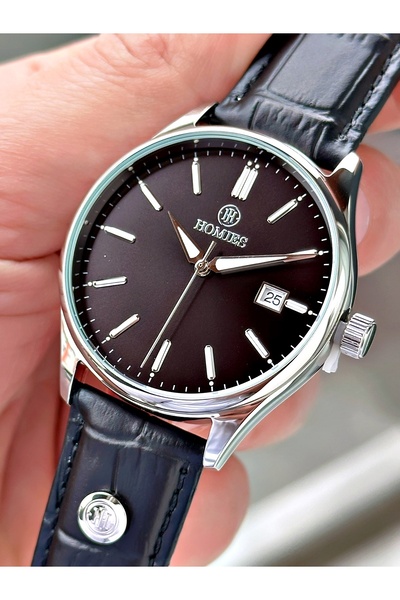 Homies Black Color Original Leather Classic Men's Wristwatch + Bracelet with ...