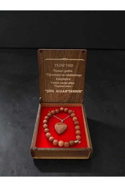 BEKAZEN Unisex Star Stone Natural Stone Bracelet and Heart Necklace Set – Ene...